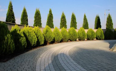 Bahçedeki, parktaki, karedeki, eğlence alanındaki peyzajdan modern tasarım parçaları