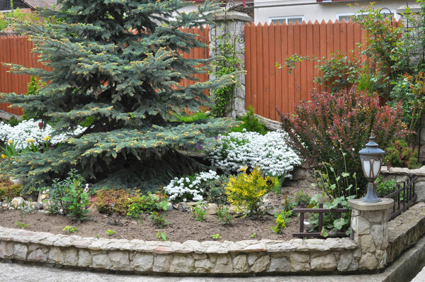 Design of part of flowerbed in garden