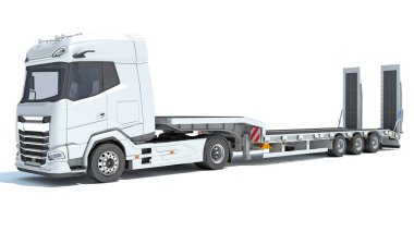 Lowboy Flatbed Römork 3D görüntüleme