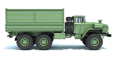 Askeri Kamyon Off Road 6x63D beyaz arka planda modelleme