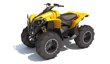 ATV tüm arazi araçları beyaz arkaplanda 3D görüntüleme modeli