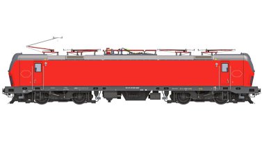 Lokomotif trenin beyaz arkaplanda 3D görüntüleme modeli