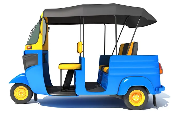 Mini Taxi Auto Rickshaw Renderelés Modell Fehér Háttér — Stock Fotó