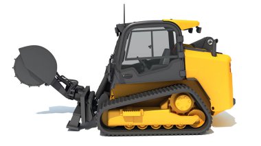 Skid Direksiyon Yükleyicisi beyaz arkaplanda 3D görüntüleme modeli