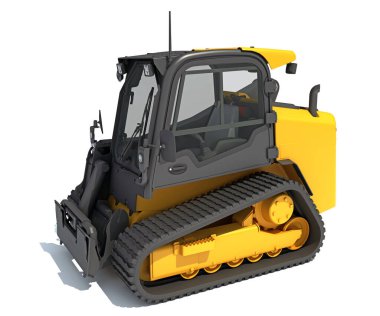 Skid Direksiyon Yükleyicisi beyaz arkaplanda 3D görüntüleme modeli