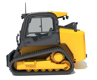 Skid Direksiyon Yükleyicisi beyaz arkaplanda 3D görüntüleme modeli