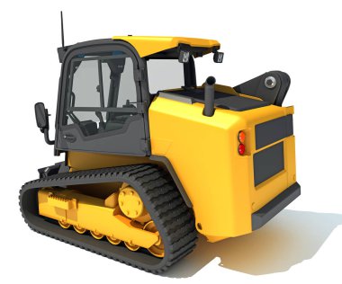 Skid Direksiyon Yükleyicisi beyaz arkaplanda 3D görüntüleme modeli