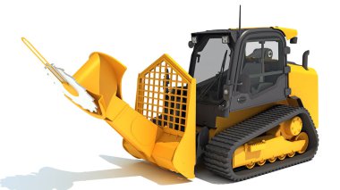 Skid Direksiyon Yükleyicisi beyaz arkaplanda 3D görüntüleme modeli