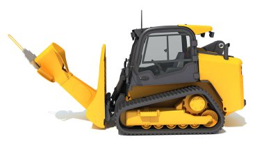 Skid Direksiyon Yükleyicisi beyaz arkaplanda 3D görüntüleme modeli
