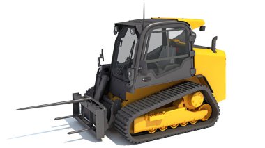 Skid Direksiyon Yükleyicisi beyaz arkaplanda 3D görüntüleme modeli