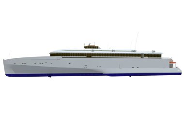 Lüks Yat 3D modelleme beyaz arkaplanda