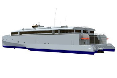 Lüks Yat 3D modelleme beyaz arkaplanda