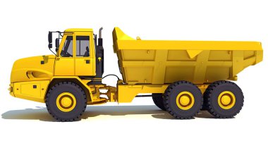 Kamyon 3D biçimlendirme modelini beyaz arkaplanda ağır inşaat makineleri olarak boşalt