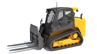 Skid Direksiyon Yükleyicisi beyaz arkaplanda 3D görüntüleme modeli