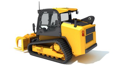 Skid Direksiyon Yükleyicisi beyaz arkaplanda 3D görüntüleme modeli