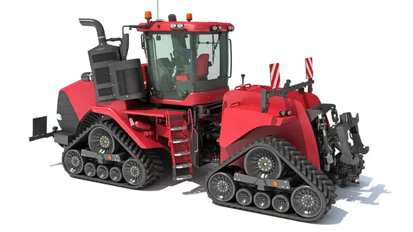 Tracked Articulated Farm Tractor 3D rendering model on white background