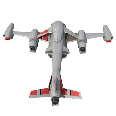 Beyaz arkaplanda 3B uzay gemisi oluşturma modeli