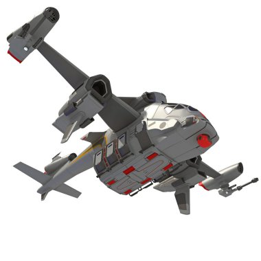 Beyaz arkaplanda 3B uzay gemisi oluşturma modeli