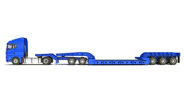 Semi Truck Lowboy Platform Trailer Renderelő Modell Fehér Háttér — Stock Fotó