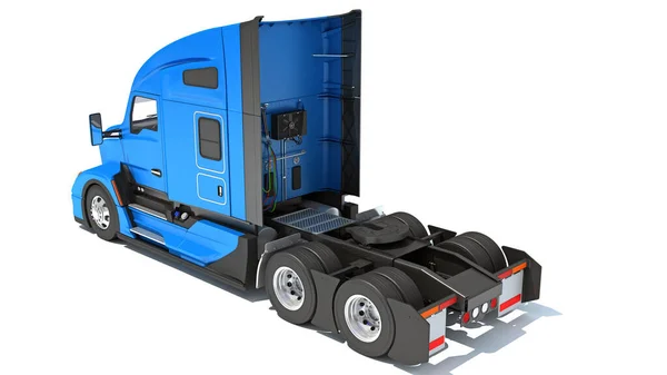 Semi Truck Renderelés Modell Fehér Háttér — Stock Fotó