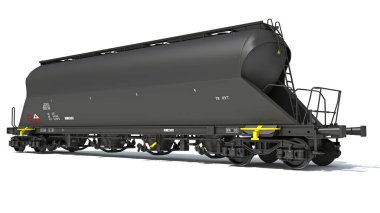 Demiryolu Tank Treni Araç 3D model beyaz zemin üzerinde