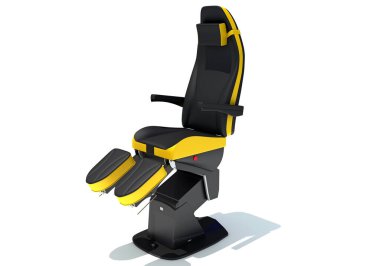 Tıbbi İnceleme Sandalyesi Tıbbi Ekipman Beyaz arka planda 3D modelleme