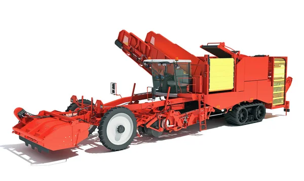 Potato Combine Harvester Farm Equipment Rendering Model White Background — Stock Photo, Image