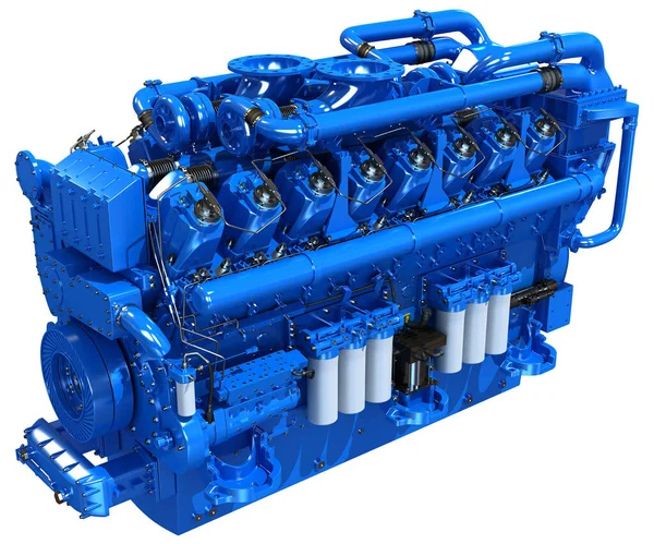 Beyaz arkaplanda V16 Motor 3D görüntüleme modeli
