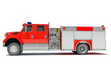 Kurtarma İtfaiyesi Pompa Kamyonu beyaz arkaplan üzerinde 3B modelleme