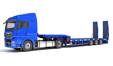 Düz karavanlı kamyonet beyaz arkaplanda 3D görüntüleme modeli