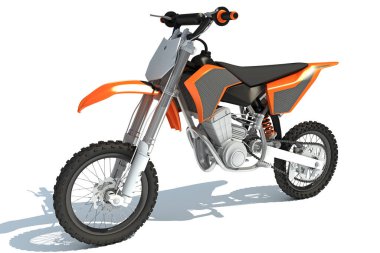 Motokros Motoru beyaz arkaplan üzerinde 3B görüntüleme modeli