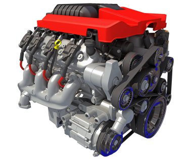 V8 Araç Motoru 3D görüntüleme modeli