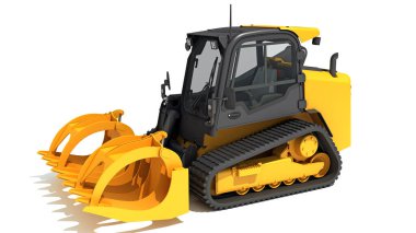 Gübre Çatalı Tekerlek Yükleyicisi Beyaz arkaplan üzerinde 3D biçimlendirme