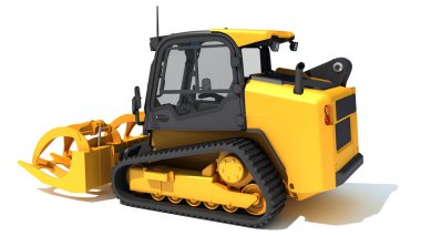 Gübre Çatalı Tekerlek Yükleyicisi Beyaz arkaplan üzerinde 3D biçimlendirme