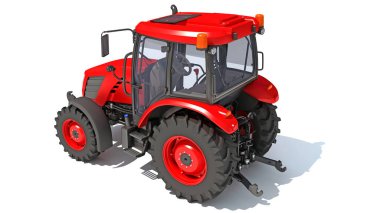 Beyaz arkaplanda Tarım Traktörü 3D görüntüleme modeli