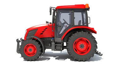 Beyaz arkaplanda Tarım Traktörü 3D görüntüleme modeli