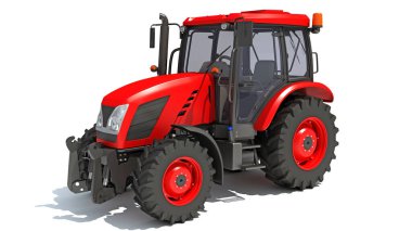 Beyaz arkaplanda Tarım Traktörü 3D görüntüleme modeli