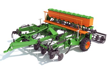 Tohum Delme Diski Harrow 3D model tarım ekipmanlarını beyaz arka planda oluşturur