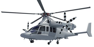 Helikopter hava aracı beyaz zemin üzerinde 3D görüntüleme modeli