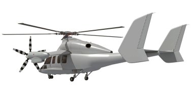 Helikopter hava aracı beyaz zemin üzerinde 3D görüntüleme modeli