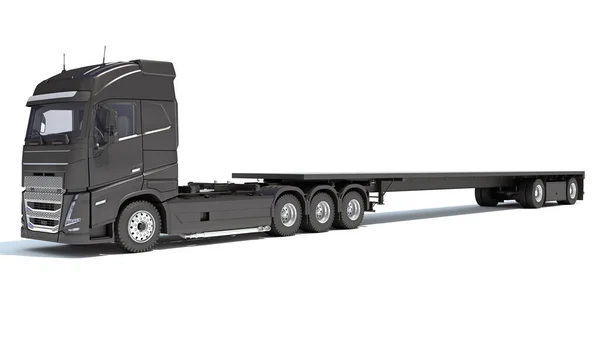 Düz karavanlı kamyonet beyaz arkaplanda 3D görüntüleme modeli