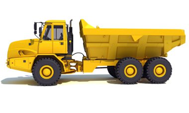 Kamyon 3D biçimlendirme modelini beyaz arkaplanda ağır inşaat makineleri olarak boşalt