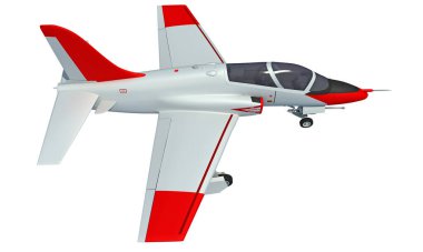 Beyaz arkaplanda Jet uçağı 3D görüntüleme modeli