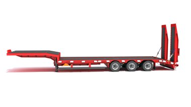 Düşük Yükleyici Semi Römorku beyaz arkaplanda 3B görüntüleme modeli