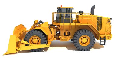 Çarkıfelek Dozer ağır inşaat makineleri beyaz arka planda 3B modelleme