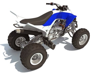 Beyaz arkaplanda Dörtlü ATV Spor Motoru 3D görüntüleme modeli