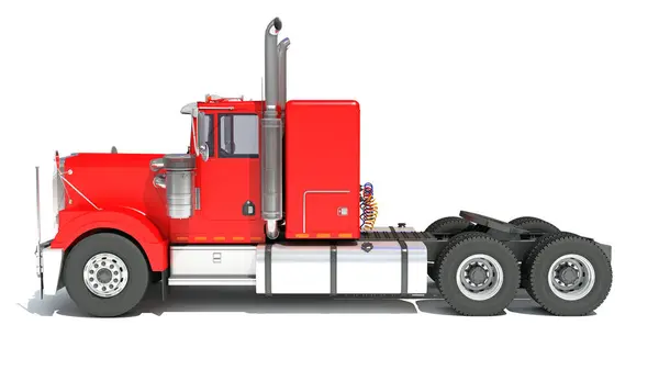 Red Semi Truck Rendering Model White Background — Stock Photo, Image
