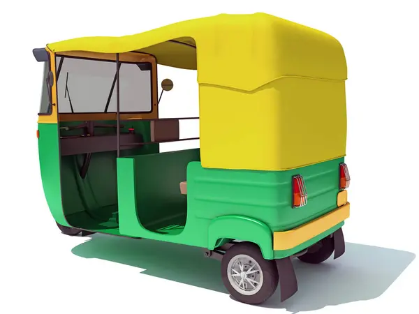 Auto Rickshaw Tuktuk Rendering Model White Background — Stock Photo, Image