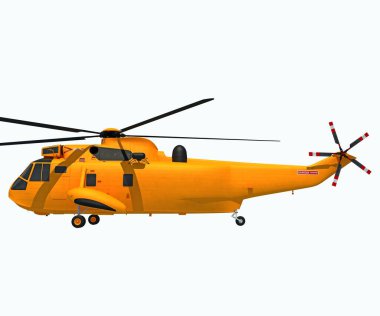 Beyaz arkaplanda helikopter 3D görüntüleme modeli