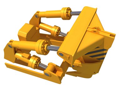 Excavator Fork Bucket ağır inşaat makineleri beyaz arkaplan üzerinde 3D görüntüleme modeli